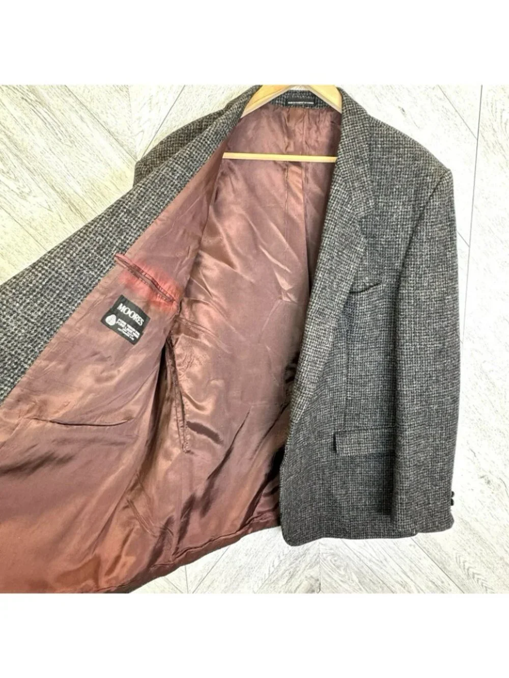 Vintage Harris Tweed Blazer Sport Coat Jacket Mens Size 48R Gray Wool - Picture 6 of 10